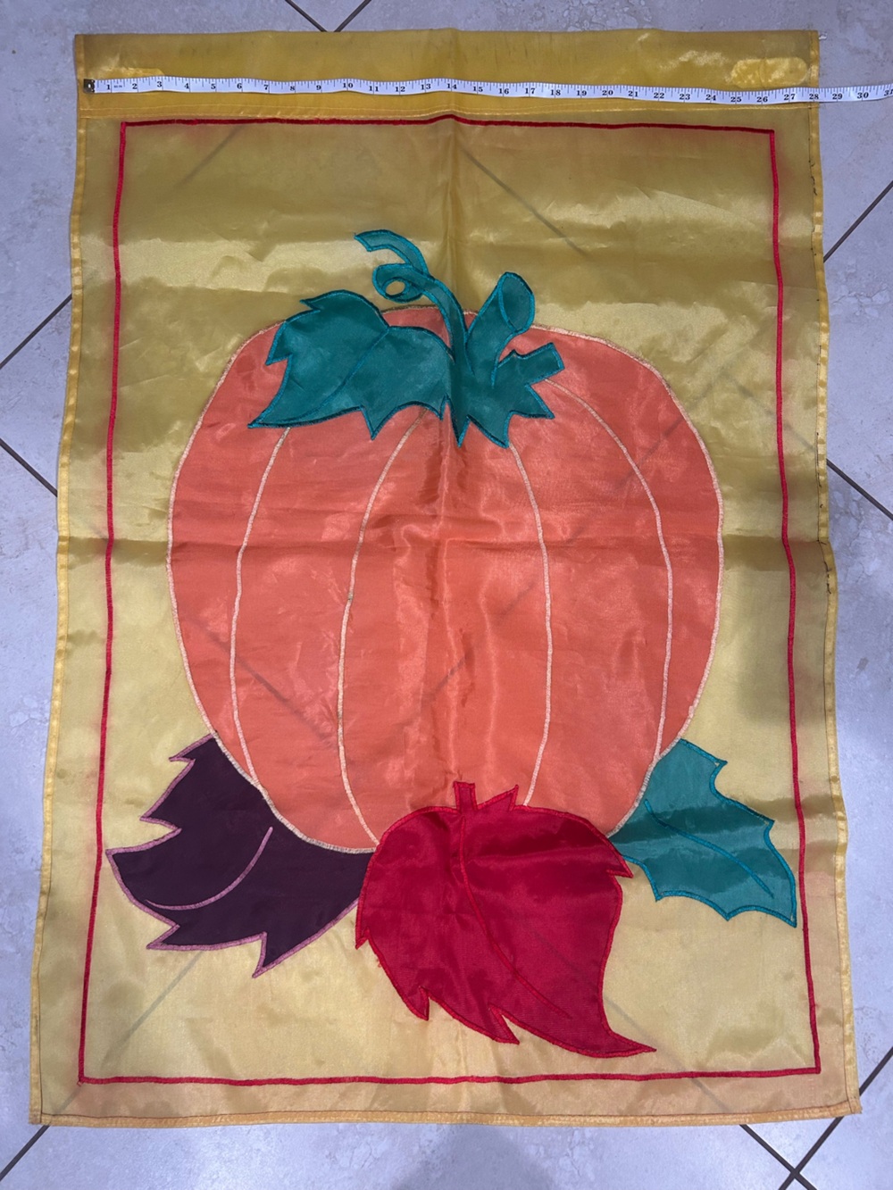 Autumn /Fall Pumpkin Harvest Decorative Flag in Orange and Gold